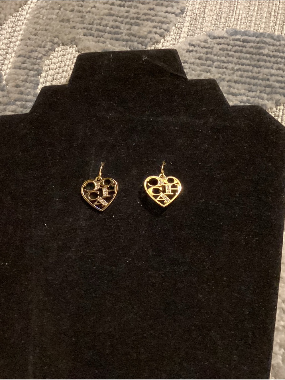Gold Heart Drop Earrings with Cutout Design